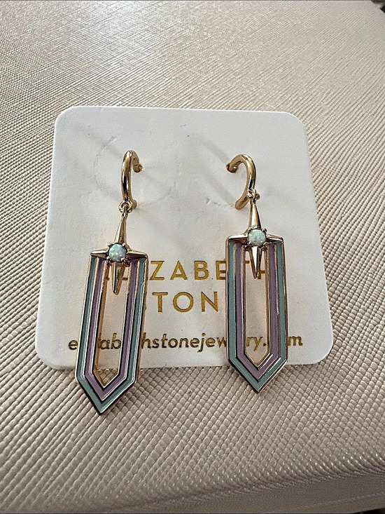 Elizabeth Stone Jewelry - Elizabeth Stone Geometric Drop Earrings in Gold & Multicolor